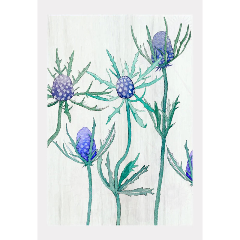 Purple Thistle Print by Jessica Hollander, 22" H x 17" W x 0.1" D, Snow