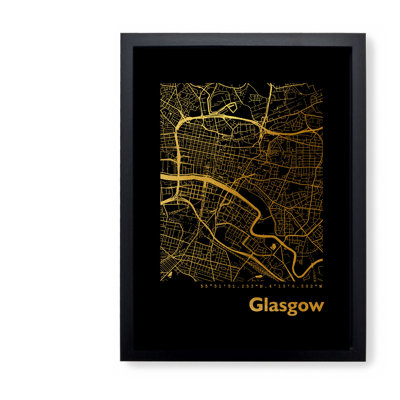 Glasgow Map - Single Picture Frame Print