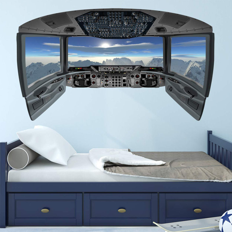 Murale cockpit d’avion Dhairya, H 13 po x l 22 po