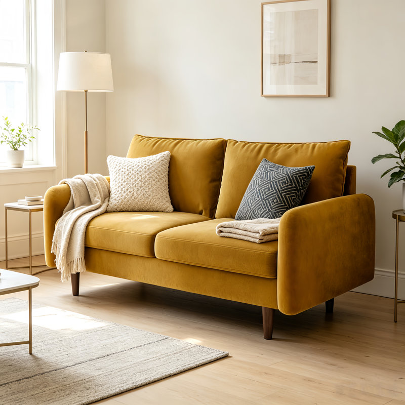 56.3" sofas Round Arm Velvet Loveseat