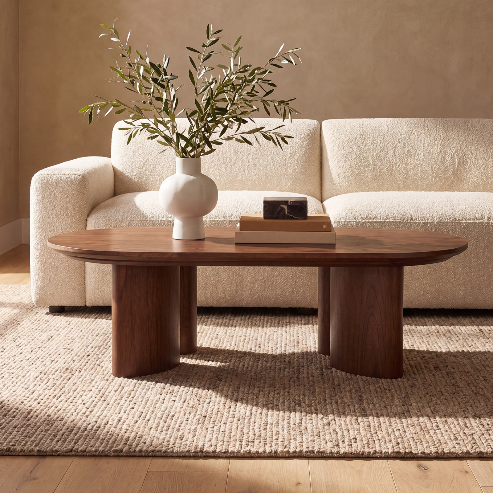 Caya 56" Oval Coffee Table, Walnut