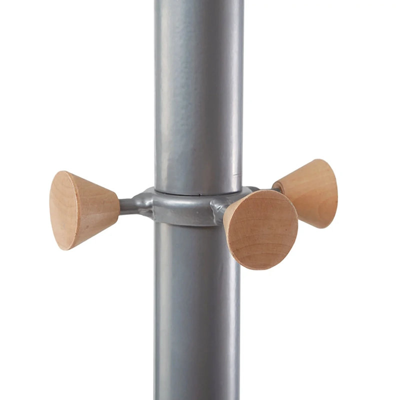 70.9'' Silver and Wood Mobile Coat Rack with Shelves