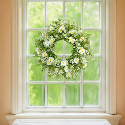 Spring Simulation Flower Wreath Easter Door Ring Hanging Home Decoration