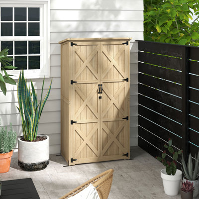 Outdoor Storage Cabinet with Waterproof Asphalt Roof, Natural,wood