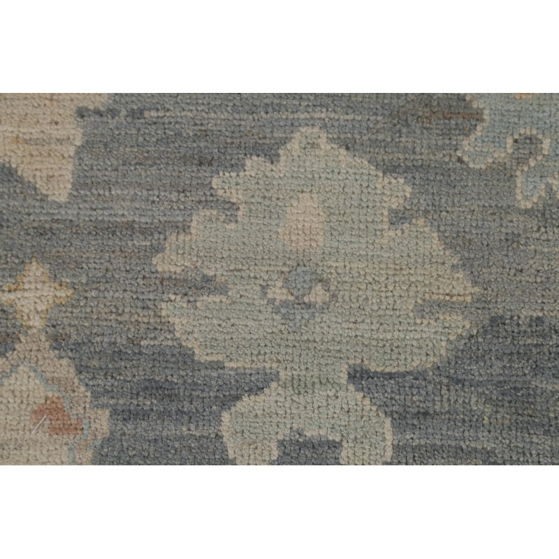 Tapis orange / bleu en laine noué à la main 7 pi 11 po x 10 pi 3 po Floral