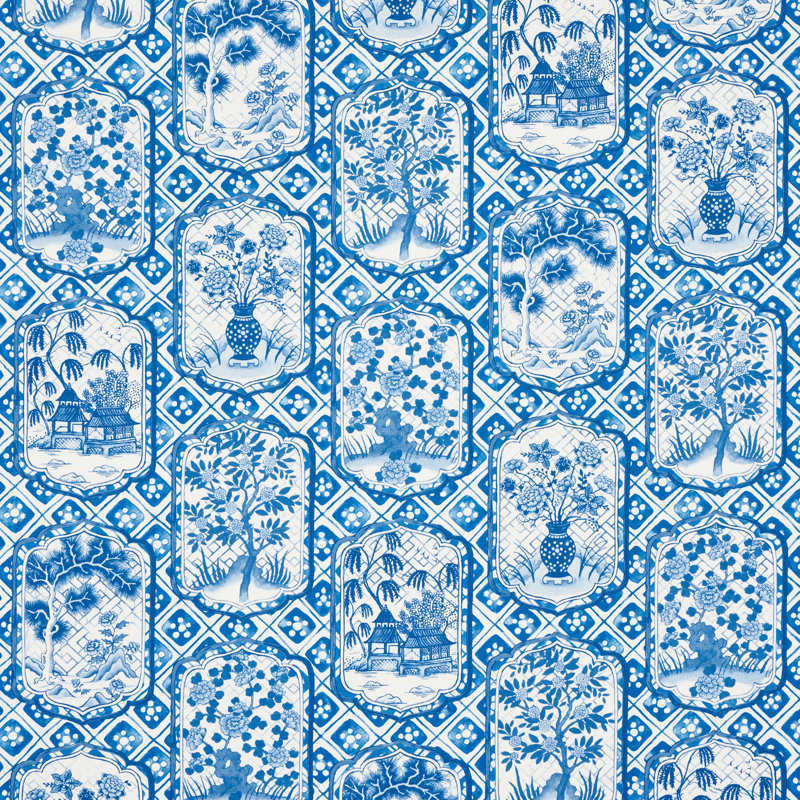 Schumacher x Johnson Hartig Ting Ting Fabric, Blue