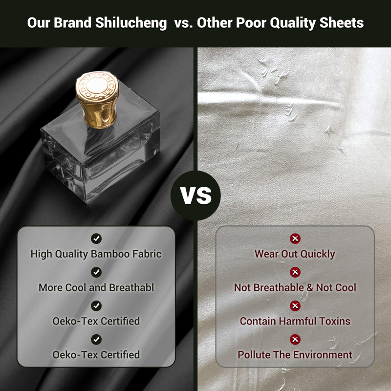 Bamboo Sheet Set, Black, CaliKing Sheet Case Pack with 3 Additional Pieces