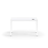 eFloat Quattro, 23 in. D x 58 in. W Sit-Stand Desk with Carbon Black Base, Carbon Black Painted Wood Top, and Black Salzburg Leather Cable Manager
