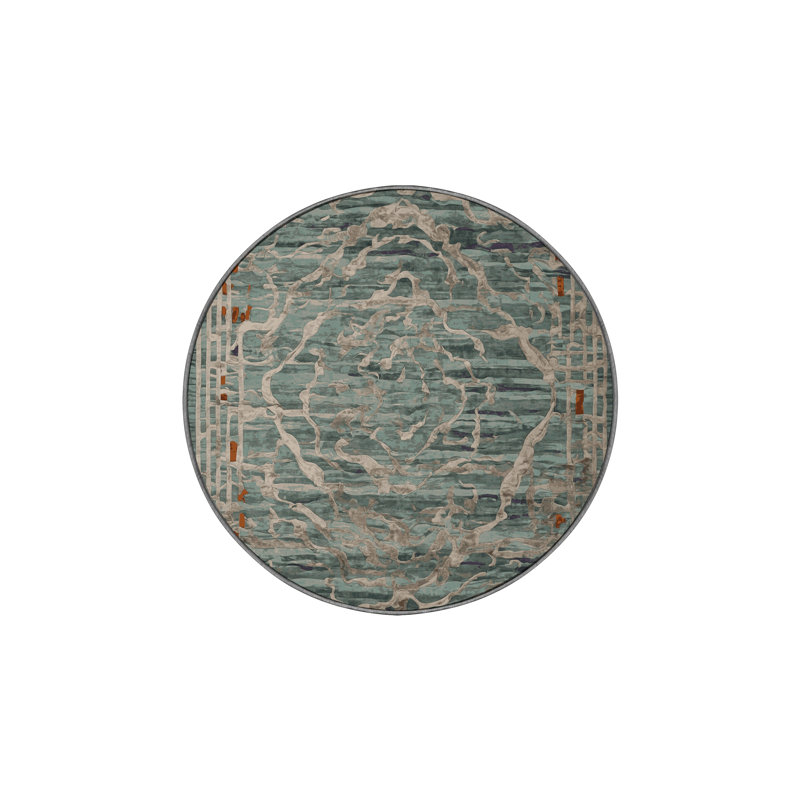 Machine Washable Brown Area Rug, Round 8'