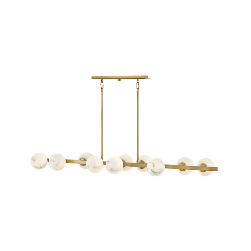 Fredrick Ramond Selene Ten-Light Linear Chandelier w/ Swirled Glass Globes