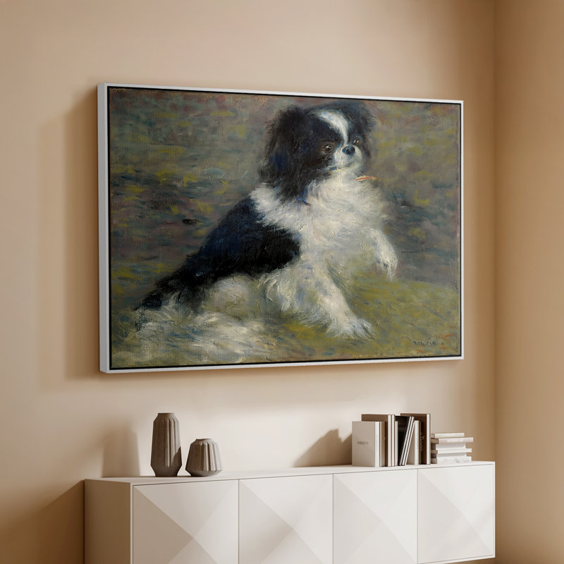 Tama, le chien japonais, v. 1876 - Pierre-Auguste Renoir, toile tendue avec châssis, 26 x 40, Blanc