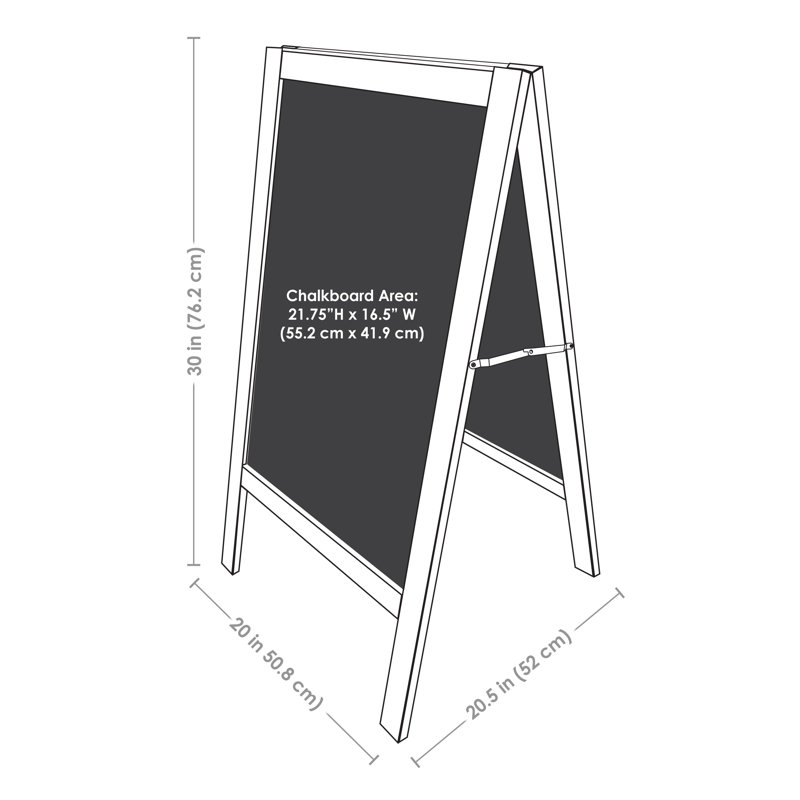 30" x 20" Magnetic A-Frame Chalkboard with Chalk and Eraser - White