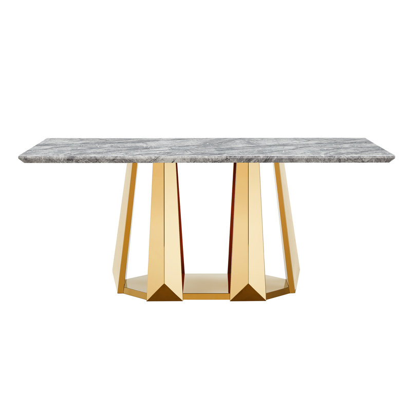 Table de salle à manger Marble, Gold, Grey