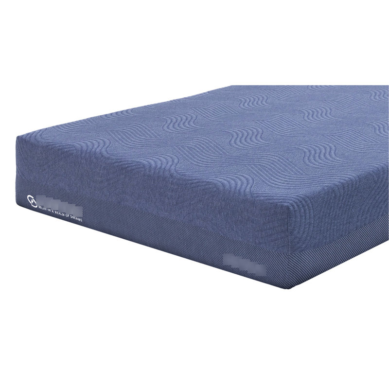 Matelas double en mousse 12 "avec mémoire D2.5, enroulé et bleu - gris