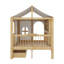 Structure de lit double pleine grandeur avec clôture et 2 tiroirs de rangement, lit en bois avec bibliothèque-550707005