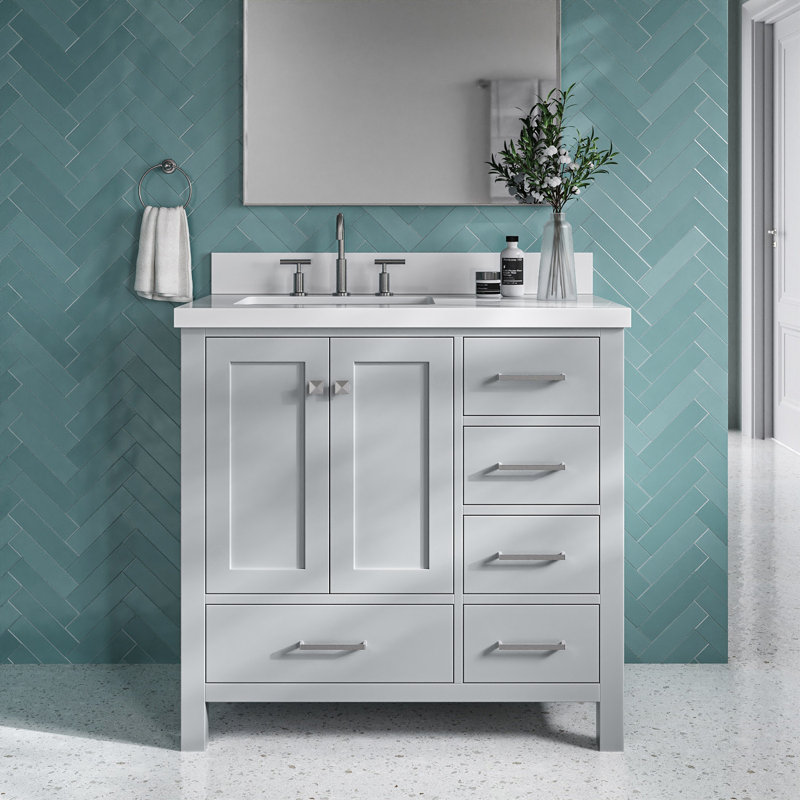 Ensemble de meuble-lavabo simple 37 po Cambridge, Gris, Rectangular