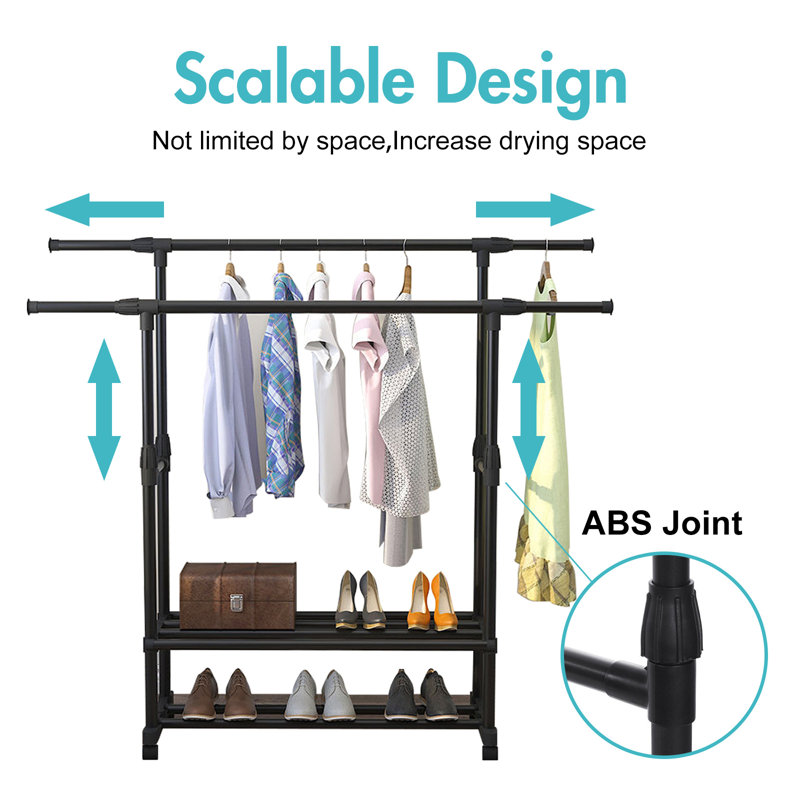 Latitude Run® 3 Layers Double Rail Clothes Rack