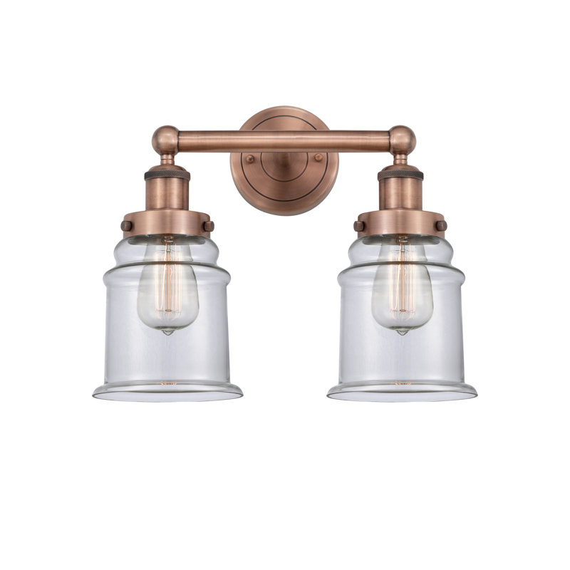 Cailen 2 - Light Dimmable Vanity Light, Clear, Antique Copper