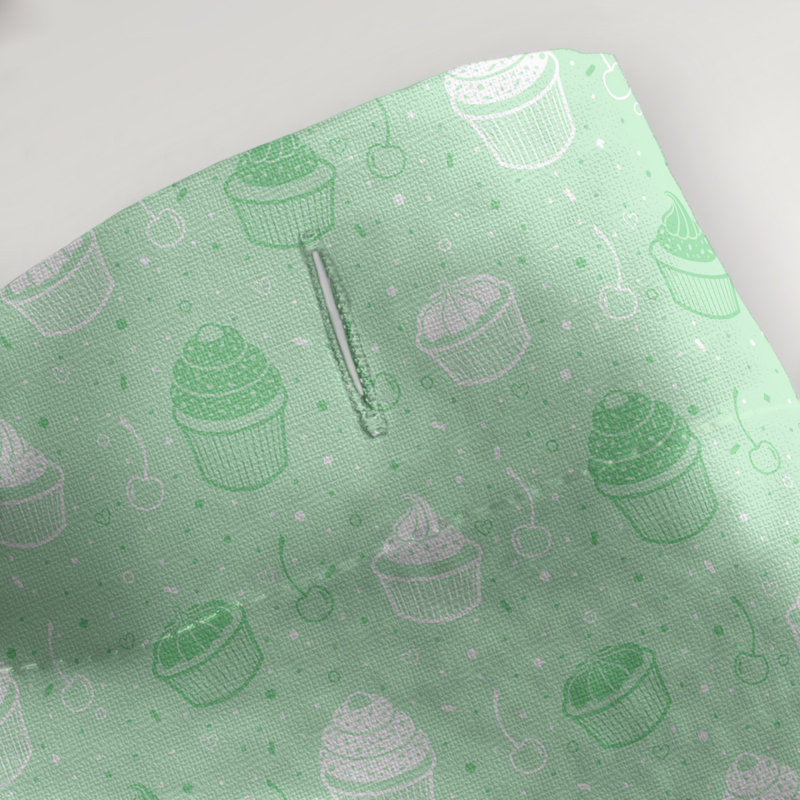 Rideau simple à Sower classique cupcake, Vert / blanc