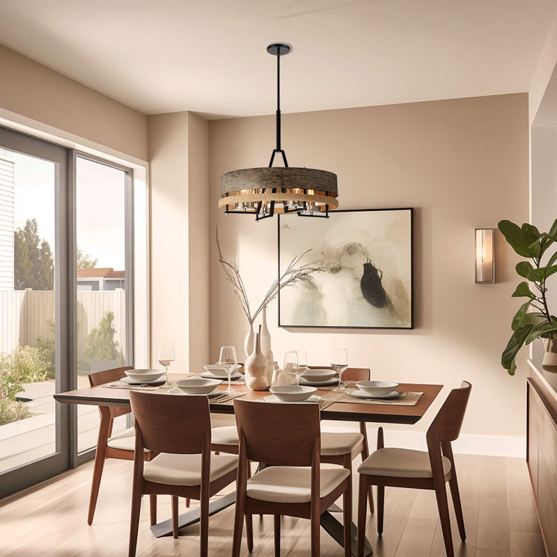 4 - Light Dimmable Wagon Wheel Chandelier