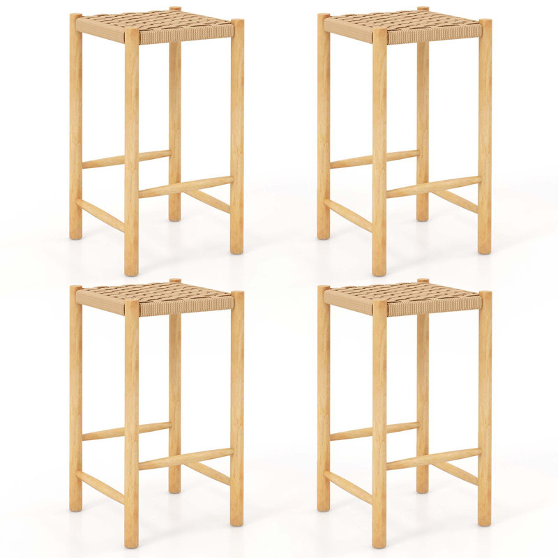 Ensemble de tabourets de bar 26 po Bay Isle Home ™ de 4 comptoirs avec siège en bois d'hévéa
