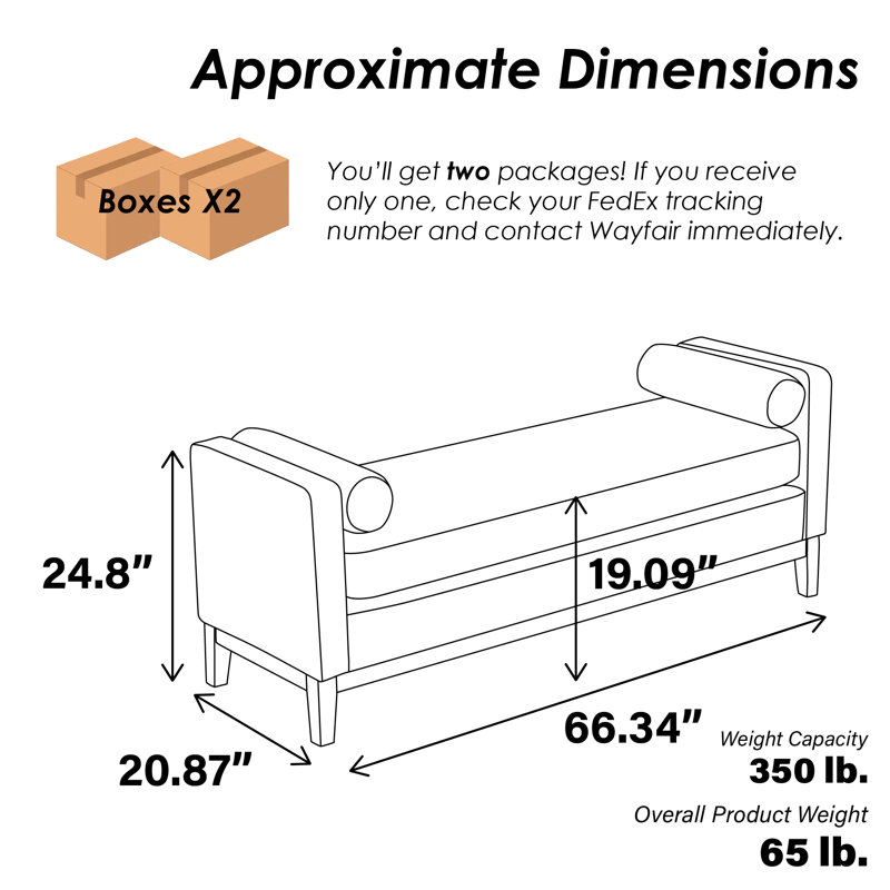 66"w Upholstered Bench For Bedroom End Of Bed, Brown Faux Leather, Brown