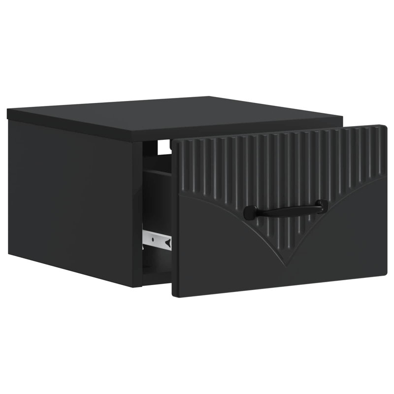 34.5cm W Manufactured Wood Bedside Table, Black