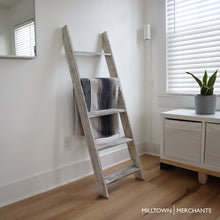 Distressed White Solid Wood Blanket Ladder 54"