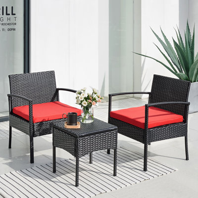 Ivancea 2 - Person Wicker Patio Dining Set Square Table with Cushions Included
