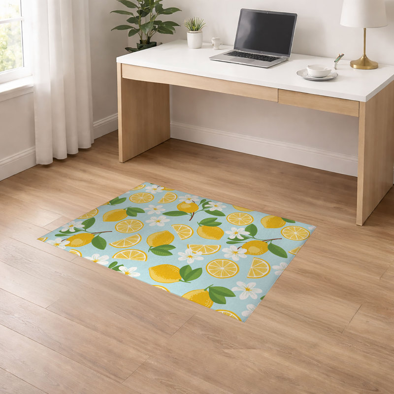 Tapis de bureau léger et antidérapant Lemmie, Bleu, L 84 po x P 60 po