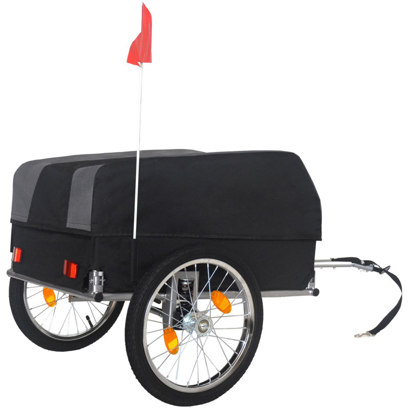 Remorque de chargement de vélo robuste avec housse imperméable amovible, Noir