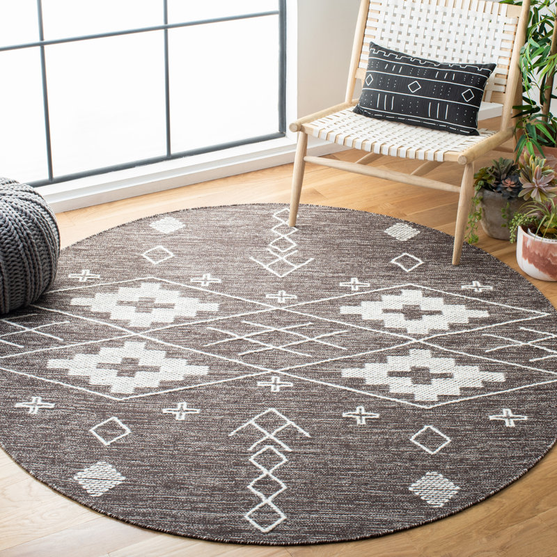 Tapis brun / ivoire Holtby Southwestern, Rond 6 pi