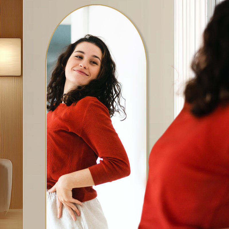 Dochas Aluminum Arch Mirror, Gold, 64" x 21"