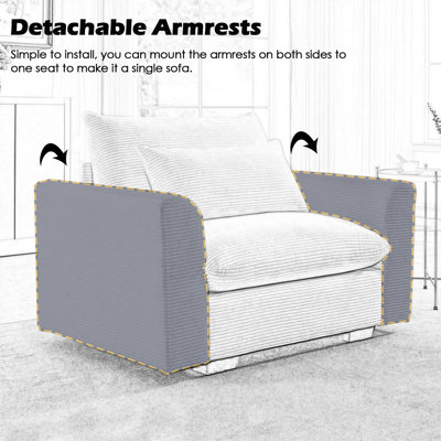 Janneth 86"W Corduroy Sofa Loveseat With Storage Ottoman
