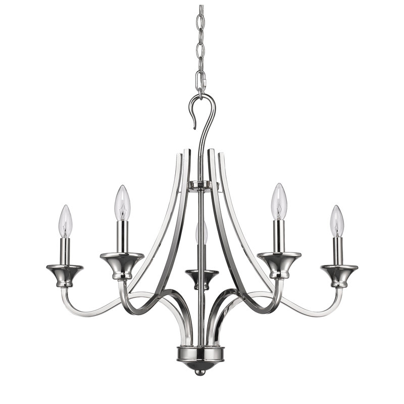Potomac 5 - Light Dimmable Classic / Traditional Chandelier, Polished Nickel