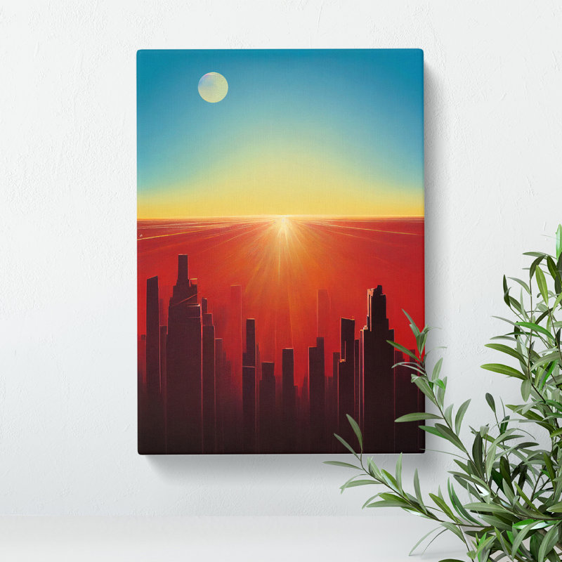 Beauteous City Skyline Abstract - Wall Art, Wrapped Canvas, 50cm H x 35cm W, No Matte