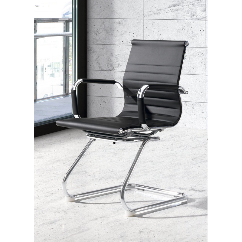 Ralphio 55" W Seat Waiting Room Chair with Metal Frame, Black