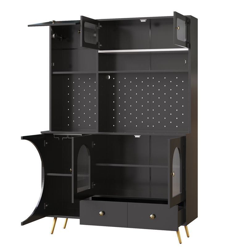 176cm Kitchen Pantry, Black