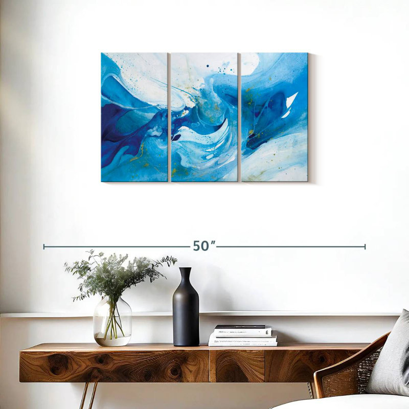 Avery «Crashing Blue Waves» abstrait, H 20 po x l 33 po