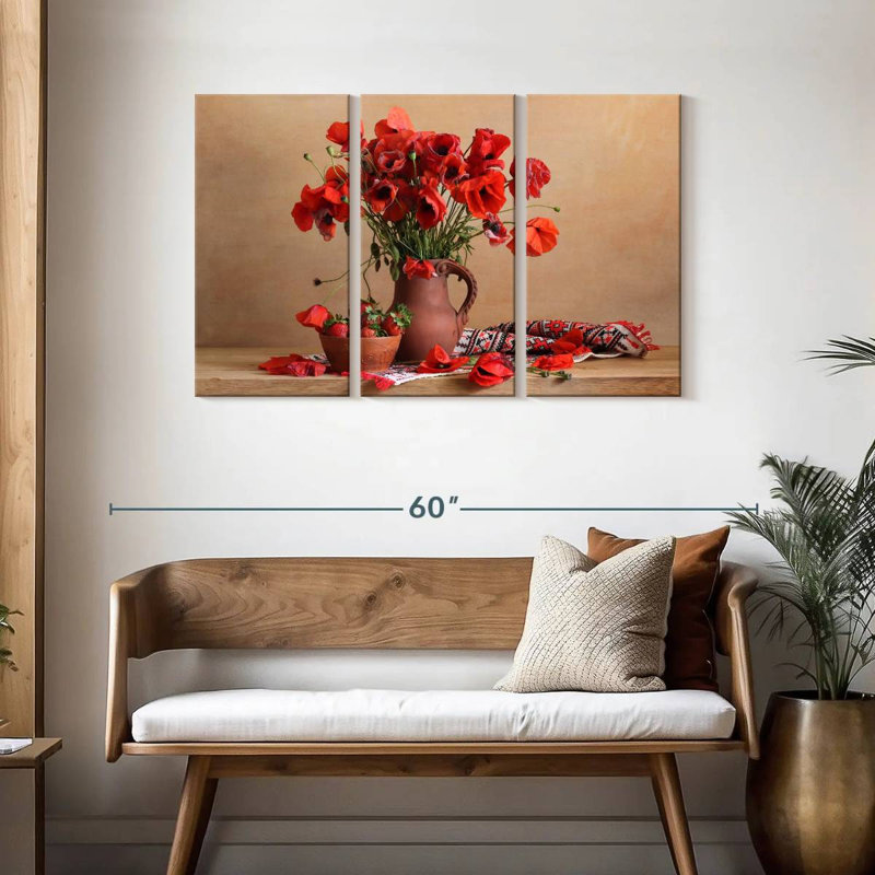 Harnek Red Poppies And Strawberries, 28" H x 45" W
