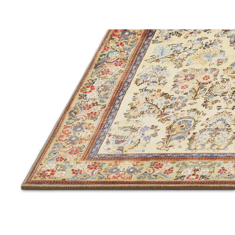Tapis floral beige / brun, Rectangle 6 pi x 9 pi