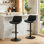 Ensemble de 2 tabourets de bar et fauteuil pivotant en cuir polyuréthane avec dossier et chaise de bar à hauteur réglable