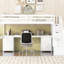 Structure de lit mezzanine simple avec bureau et tiroirs doubles en bois de pin massif blanc pour une chambre à coucher exquise-1170313998