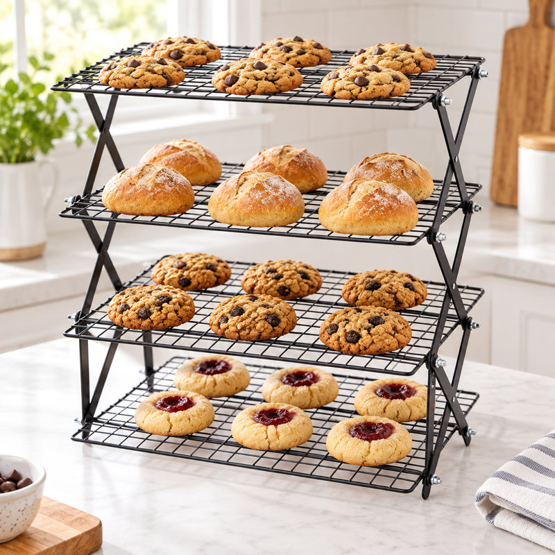 Grille de refroidissement pliable à 4 niveaux pour la cuisson et les biscuits
