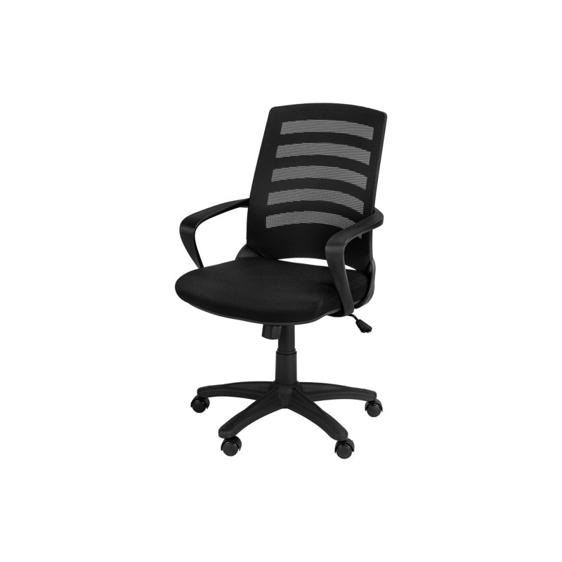 Chaise de bureau, hauteur réglable, pivotante, ergonomique, accoudoirs, bureau d'ordinateur, maille de travail en métal, Noir
