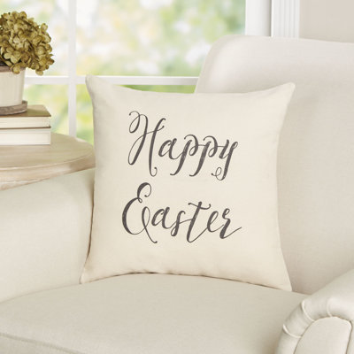 Easter Cotton Reversible Throw Pillow