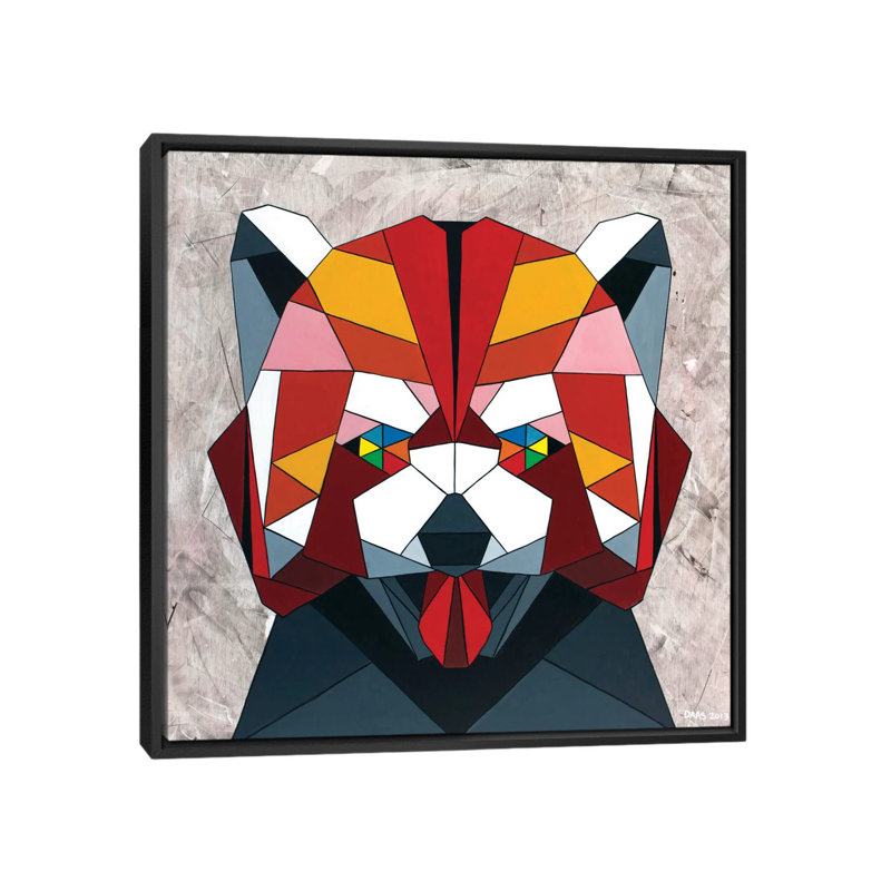 Redpanda, impression sur toile tendue, H 18 po x l 18 po x P 1,5 po, Toile avec cadre noir, Pas de tapis