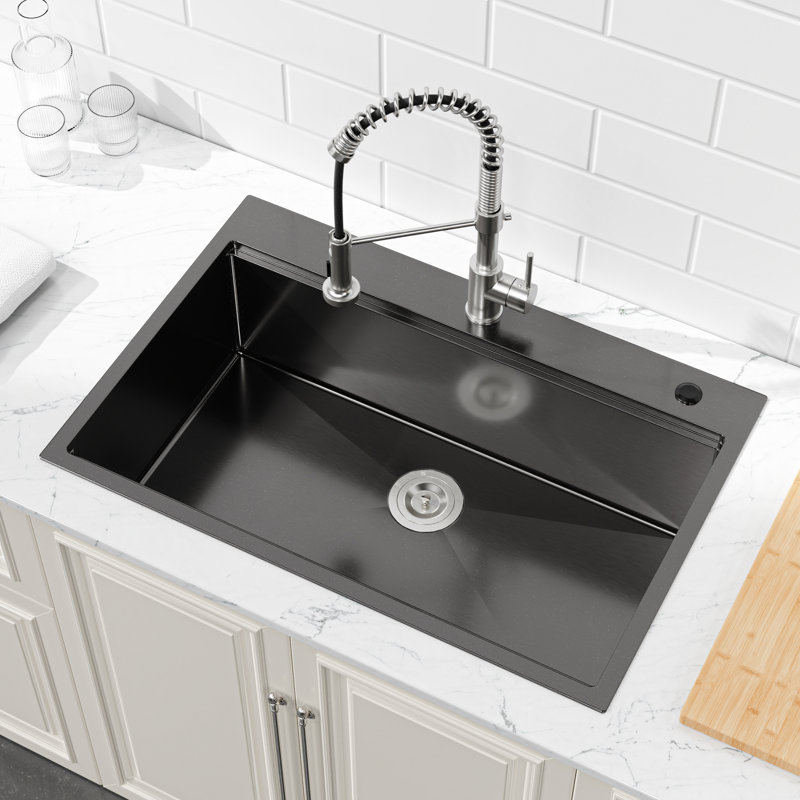L'évier de cuisine en acier inoxydable, surdimensionné 33 x 22 avec planche à découper, offre un évier à simple cuve de drainage d'eau, une surface de travail efficace
