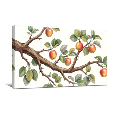 Plantes et fleurs, branche de pommier avec fruits rouges et feuilles vertes