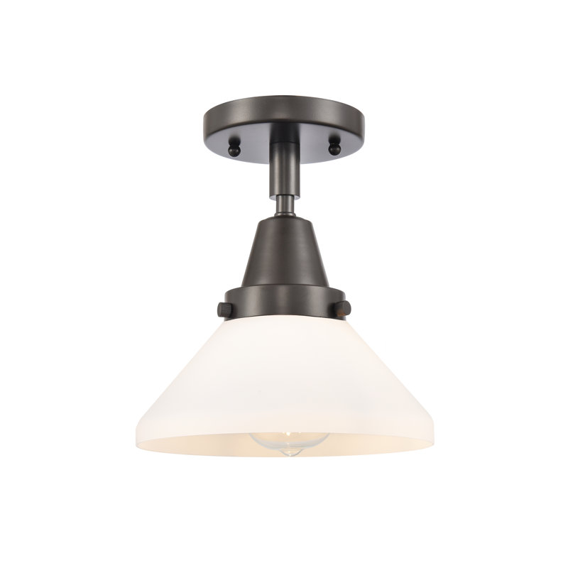 Plafonnier semi-encastré en verre Amede, Blanc mat, Bronze huilé